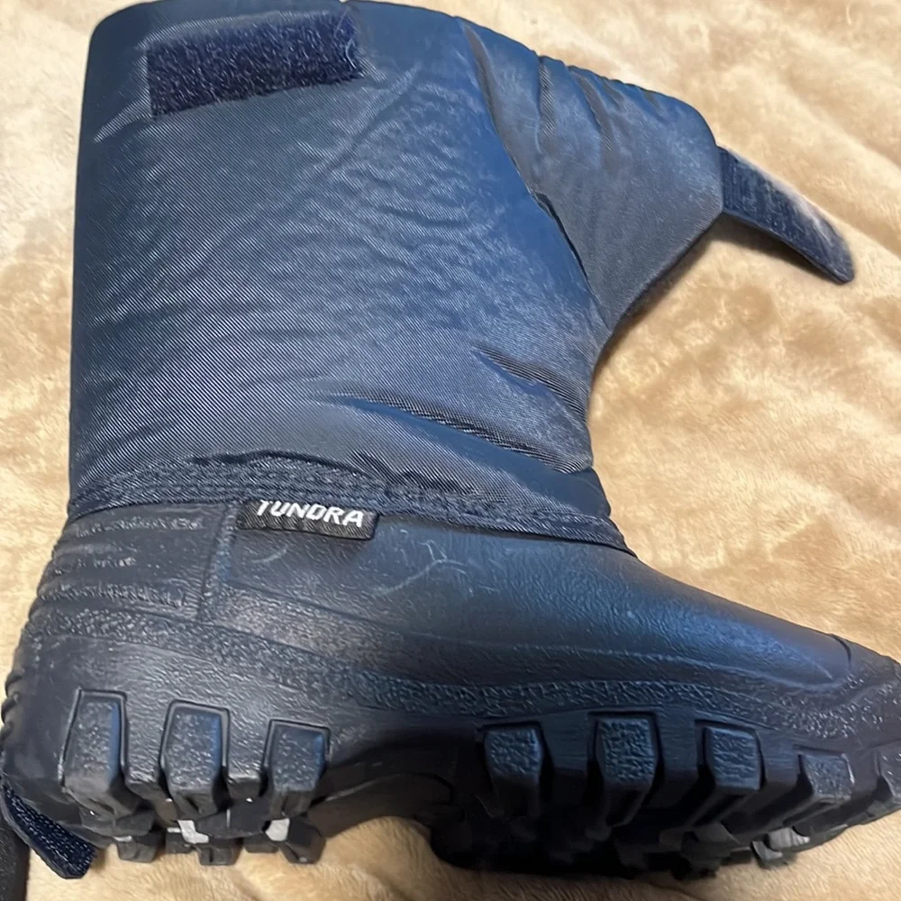 Navy tundra boots little boys size 13 waterproof snow boots - Picture 4 of 6